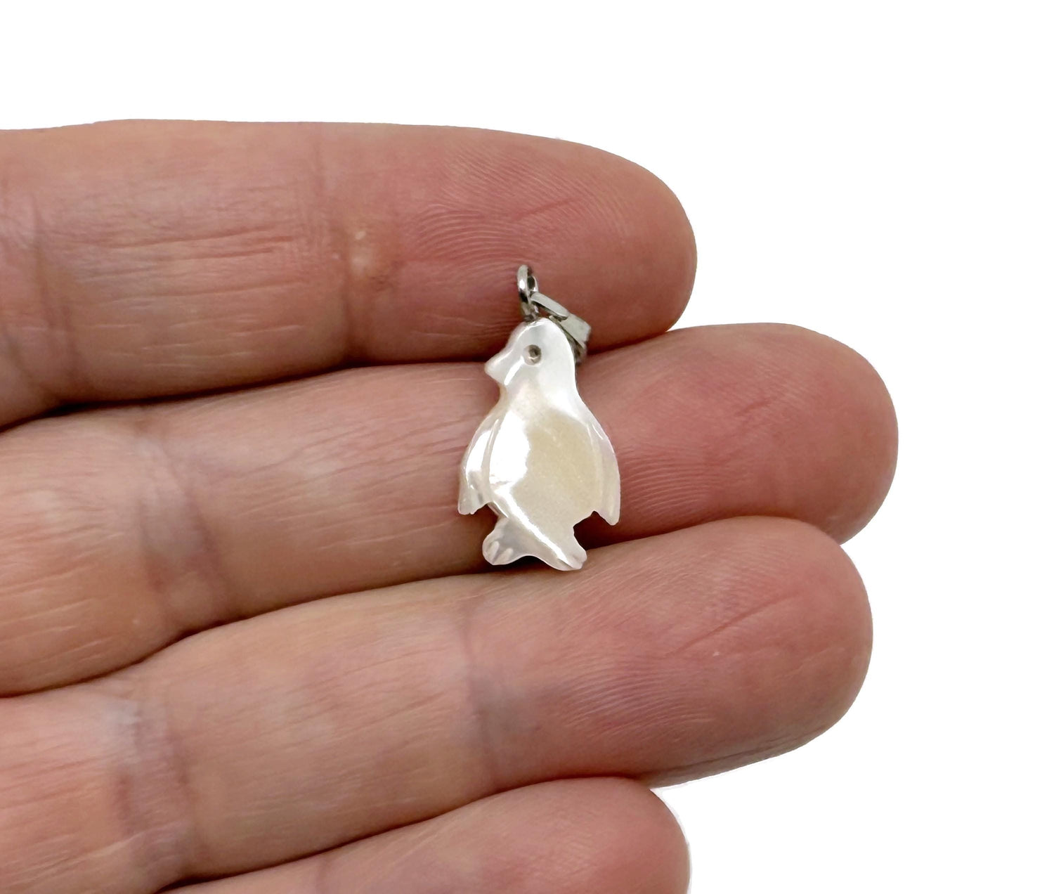 Natural Pearl Penguin Pendant - Gemstone Pendant - Sea Shell Pendant - NC1697