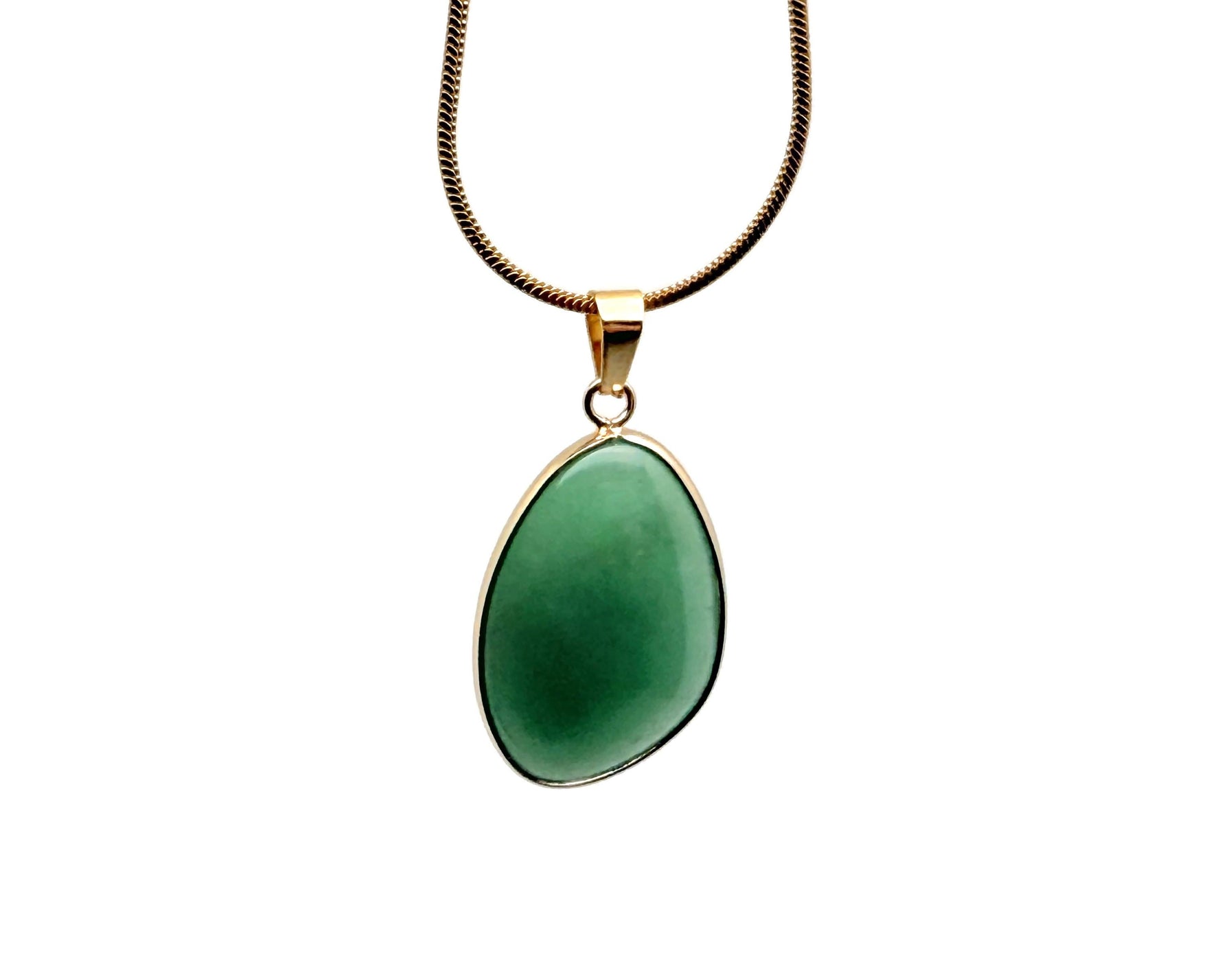 Dainty Aventurine gold gemstone pendant from GemstoneGO, featuring a polished green aventurine charm for jewelry DIY projects.