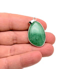 Dainty aventurine silver gemstone pendant with a smooth, polished surface, designed for jewelry DIY charms by GemstoneGO.