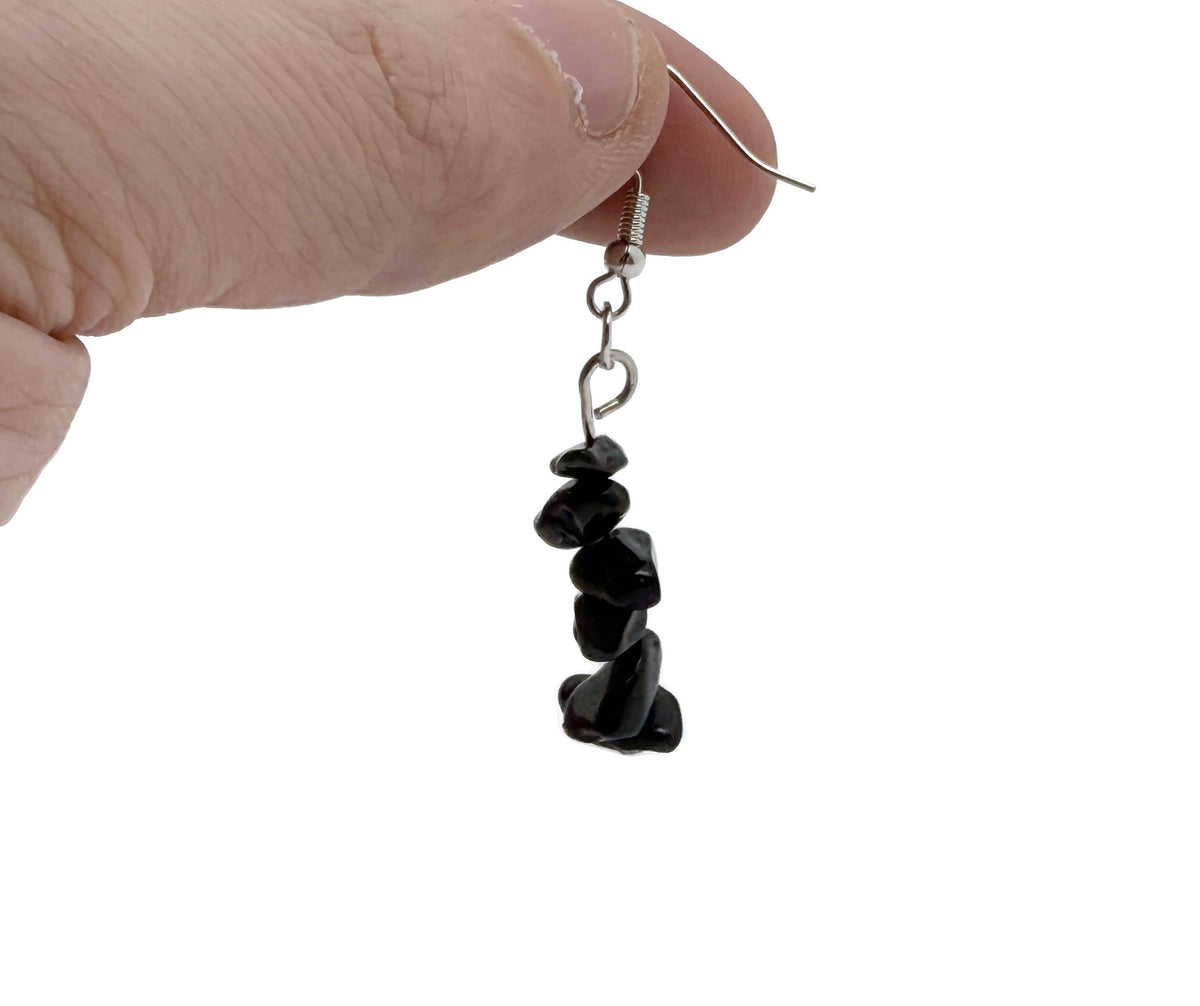 Silver crystal chip dangle earrings by GemstoneGO featuring minimalist jewelry design with sparkling crystal accents.
