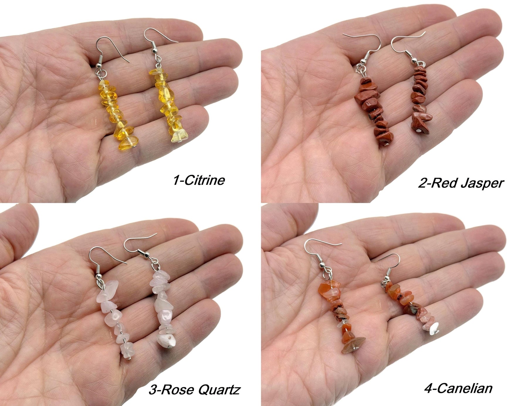 Silver Crystal Chip Earrings by GemstoneGO featuring minimalist dangle design with sparkling gemstone accents.