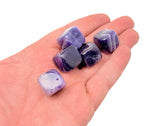 Handmade 16mm amethyst cube gemstone carved stone by GemstoneGO, showcasing vibrant purple color and detailed craftsmanship.