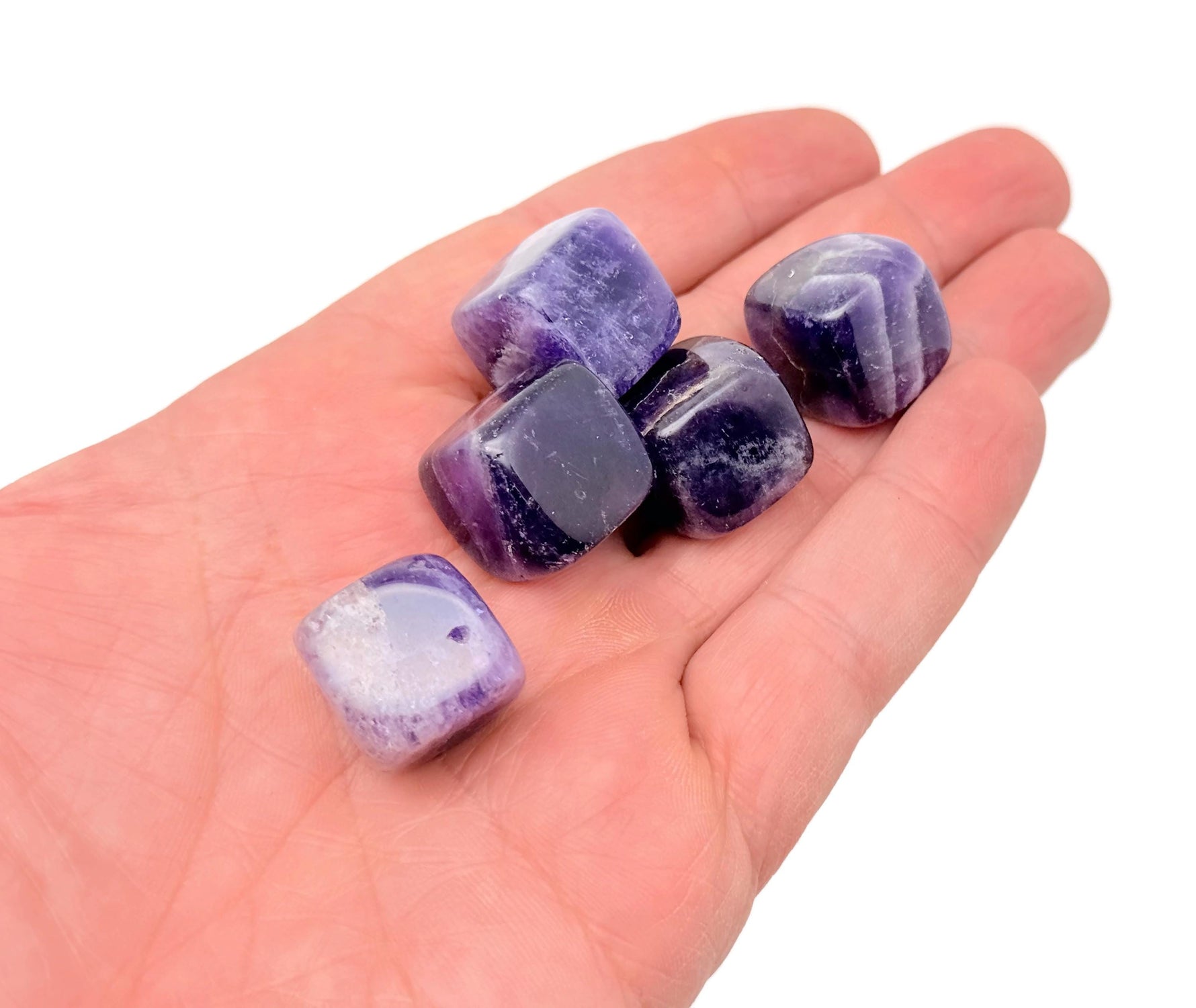 Handmade 16mm amethyst cube gemstone carved stone by GemstoneGO, showcasing vibrant purple color and detailed craftsmanship.