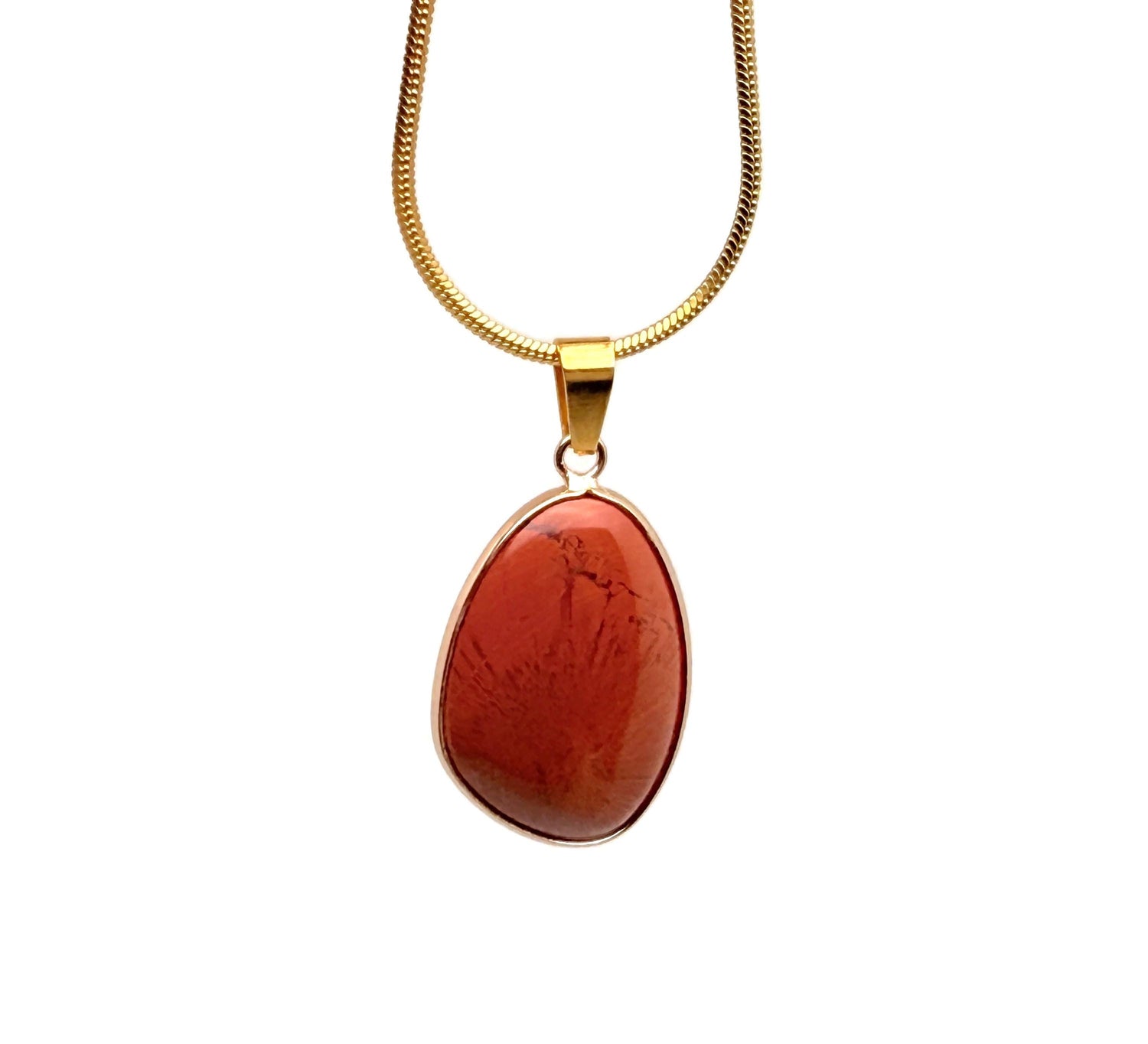 Red Jasper gold gemstone pendant featuring a dainty design, perfect for DIY jewelry charms, from GemstoneGO.