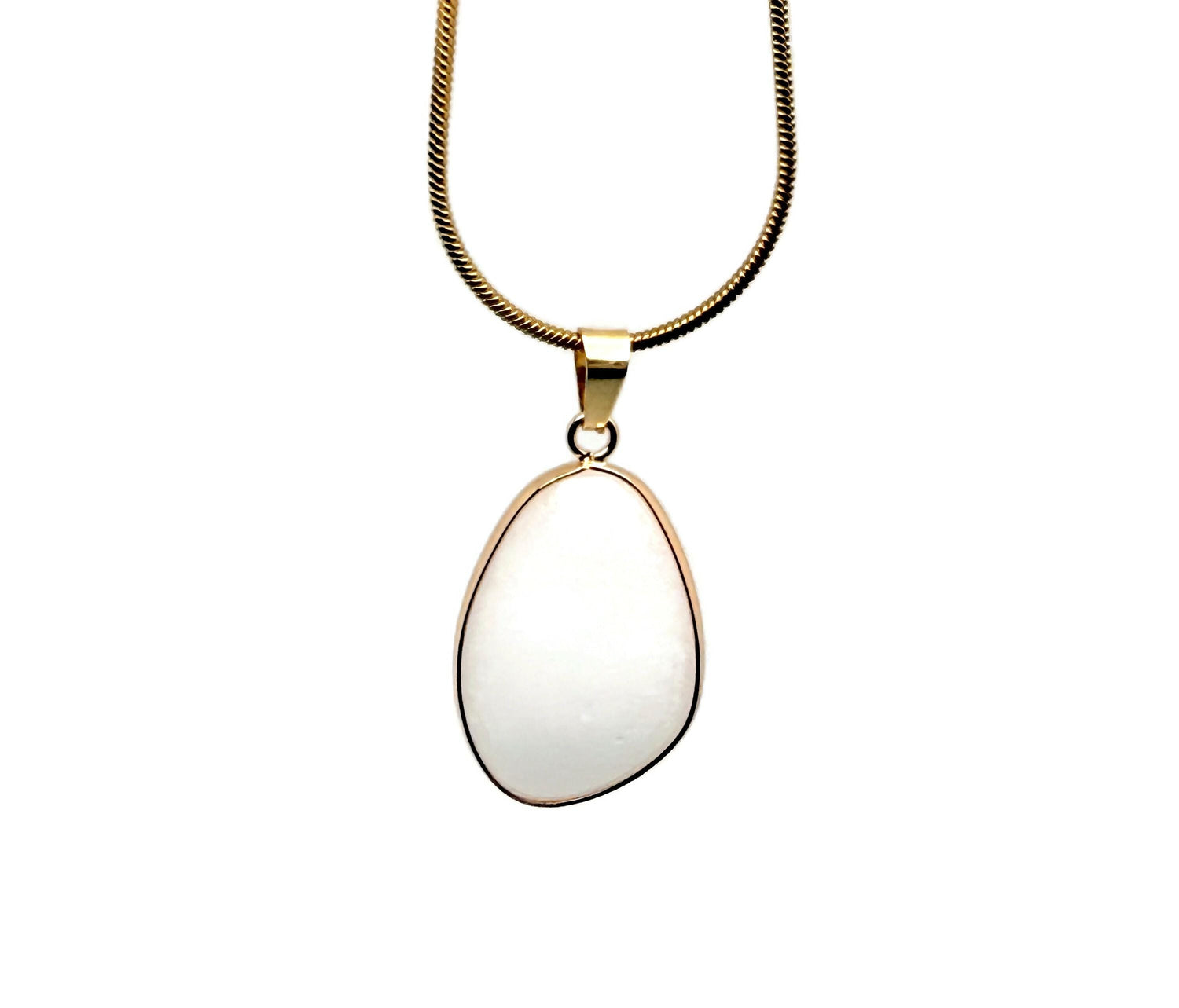 White Jade Gold Gemstone Pendant - Dainty Jewelry DIY Charms - NC1746