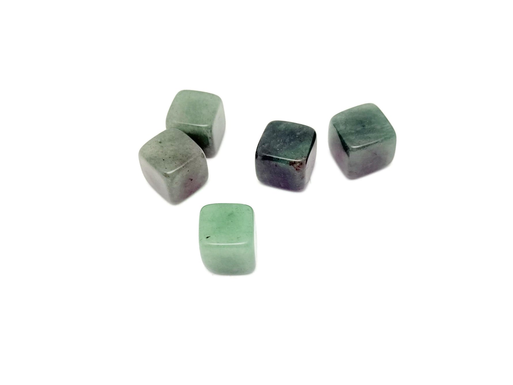 Handmade 16mm aventurine cube gemstone carved stone from GemstoneGO, showcasing its green, polished, and textured surface.