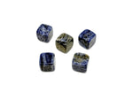 Handmade 16mm Sodalite cube gemstone from GemstoneGO, showing deep blue and white natural stone with carved details.