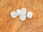 Handmade 16mm clear quartz cube stone from GemstoneGO, showcasing its smooth, carved, transparent crystal surface.