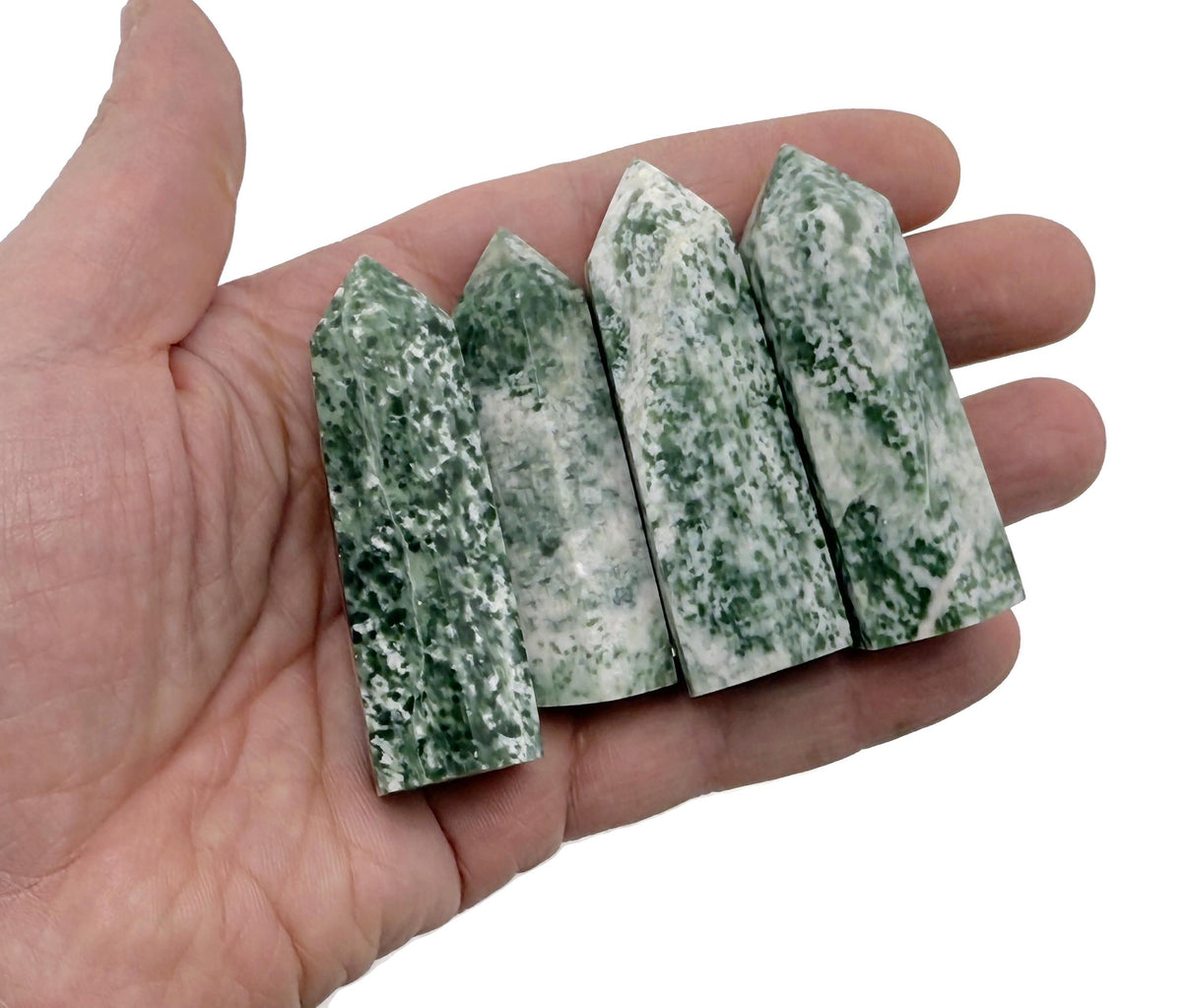 Green Jade Obelisk Tower made from Qinghai Jade gemstone, featuring a polished green jade crystal sculpture.