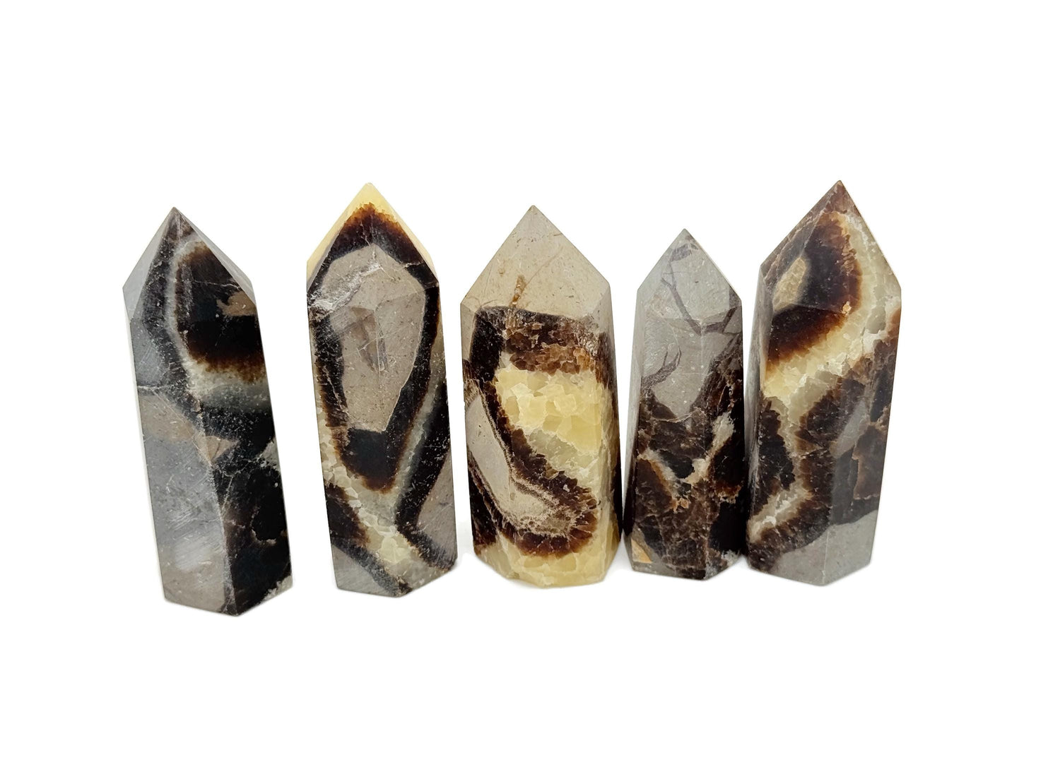 Septarian obelisk tower crystal, Dragon Stone gemstone from GemstoneGO, showcasing earthy textures and natural mineral patterns.