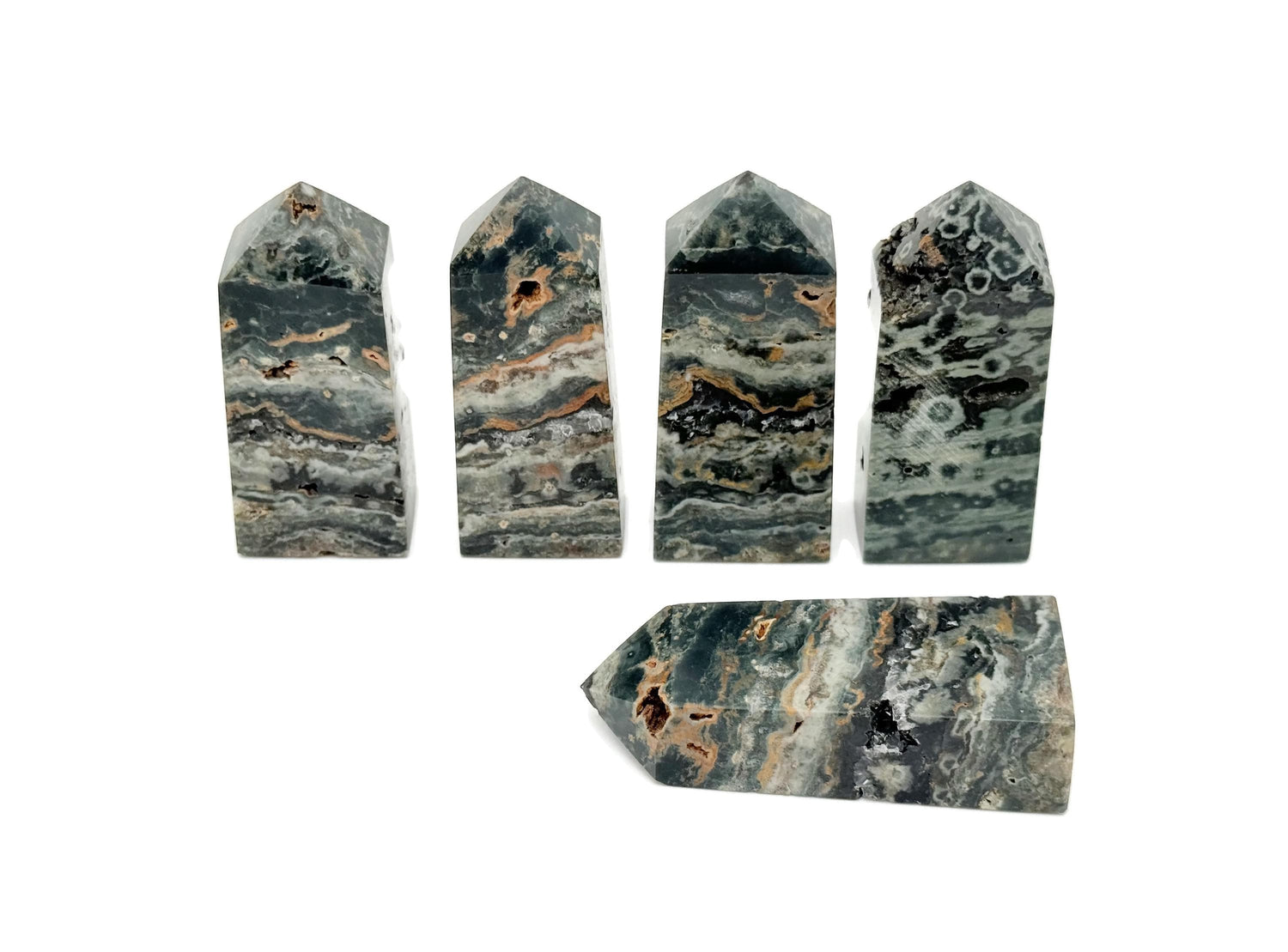 Tour obélisque en jaspe océan - Pierre précieuse - Pierre de méditation - Cadeaux en cristal - Décoration d'intérieur en cristal - TW1143