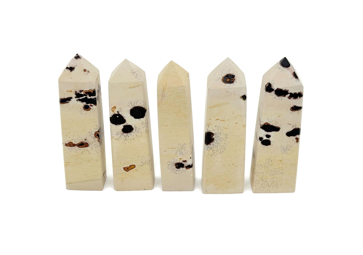 Picture Jasper obelisk tower crystal from GemstoneGO featuring natural earthy tones and a polished, elongated stone shape.