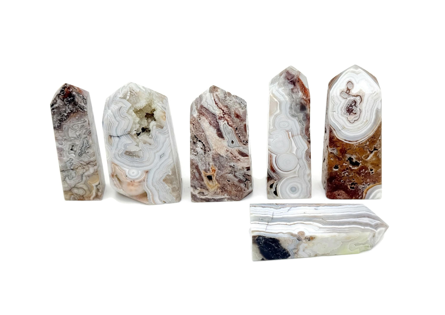 Crazy Lace Agate Obelisk Tower Crystal - TW1148