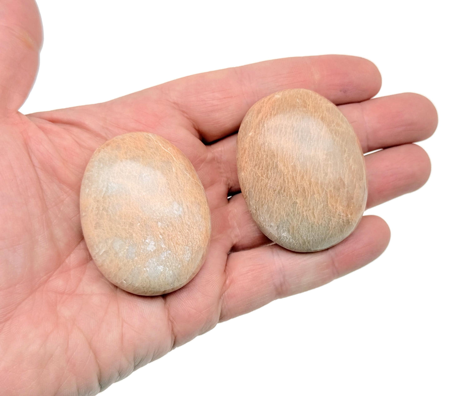 Peach Moonstone Palm Gemstone - Spa Stone - PA1054