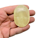 Citrine palm gemstone spa stone by GemstoneGO, smooth polished yellow citrine palm-sized healing and relaxation gemstone.