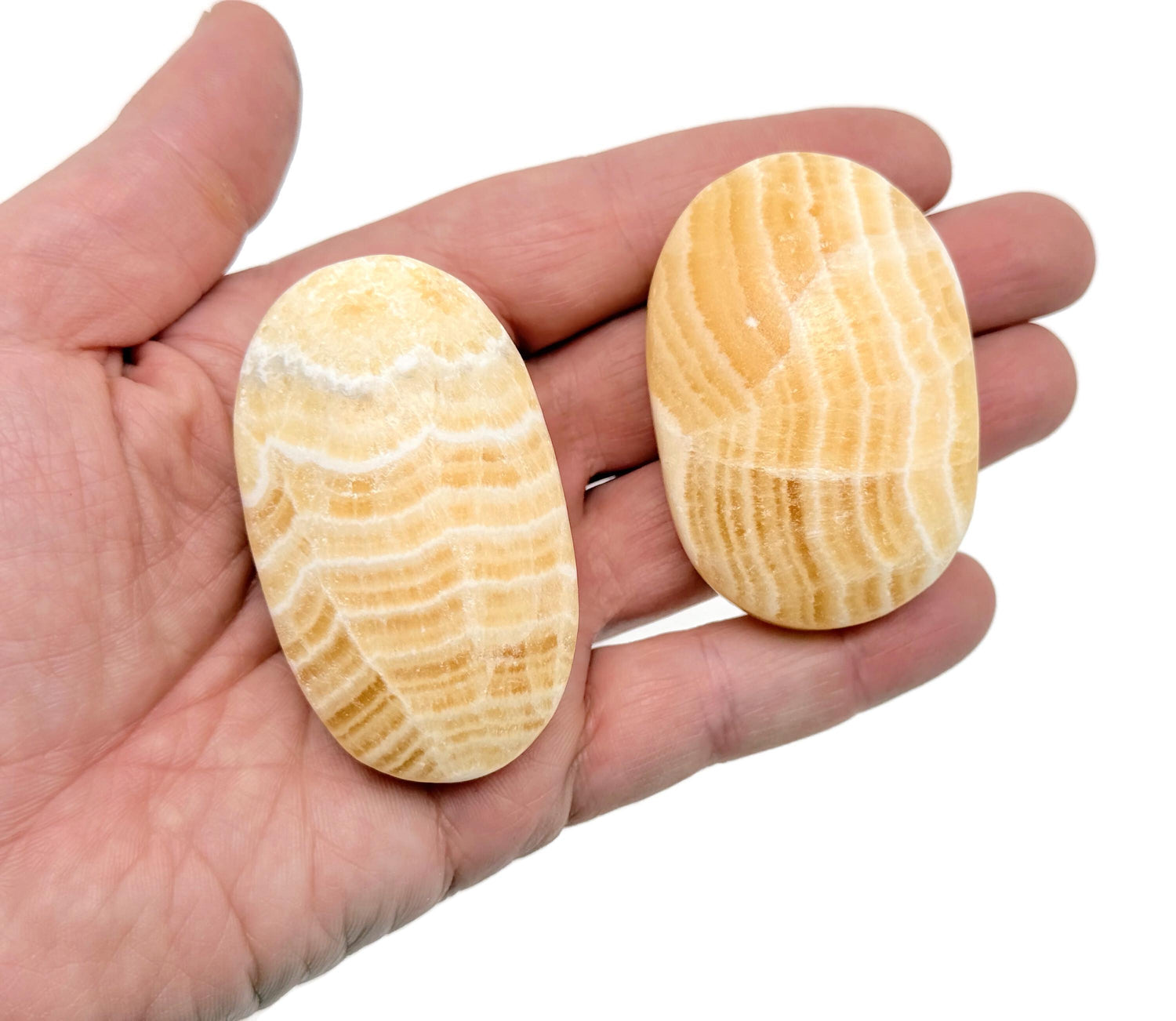 Yellow Calcite Palm Gemstone - Spa Stone - PA1058