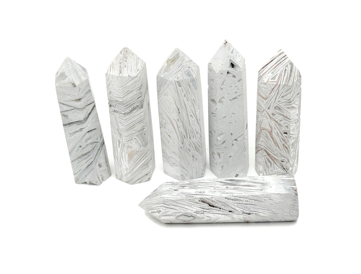 Mexican White Agate Obelisk Tower Crystal - TW1139