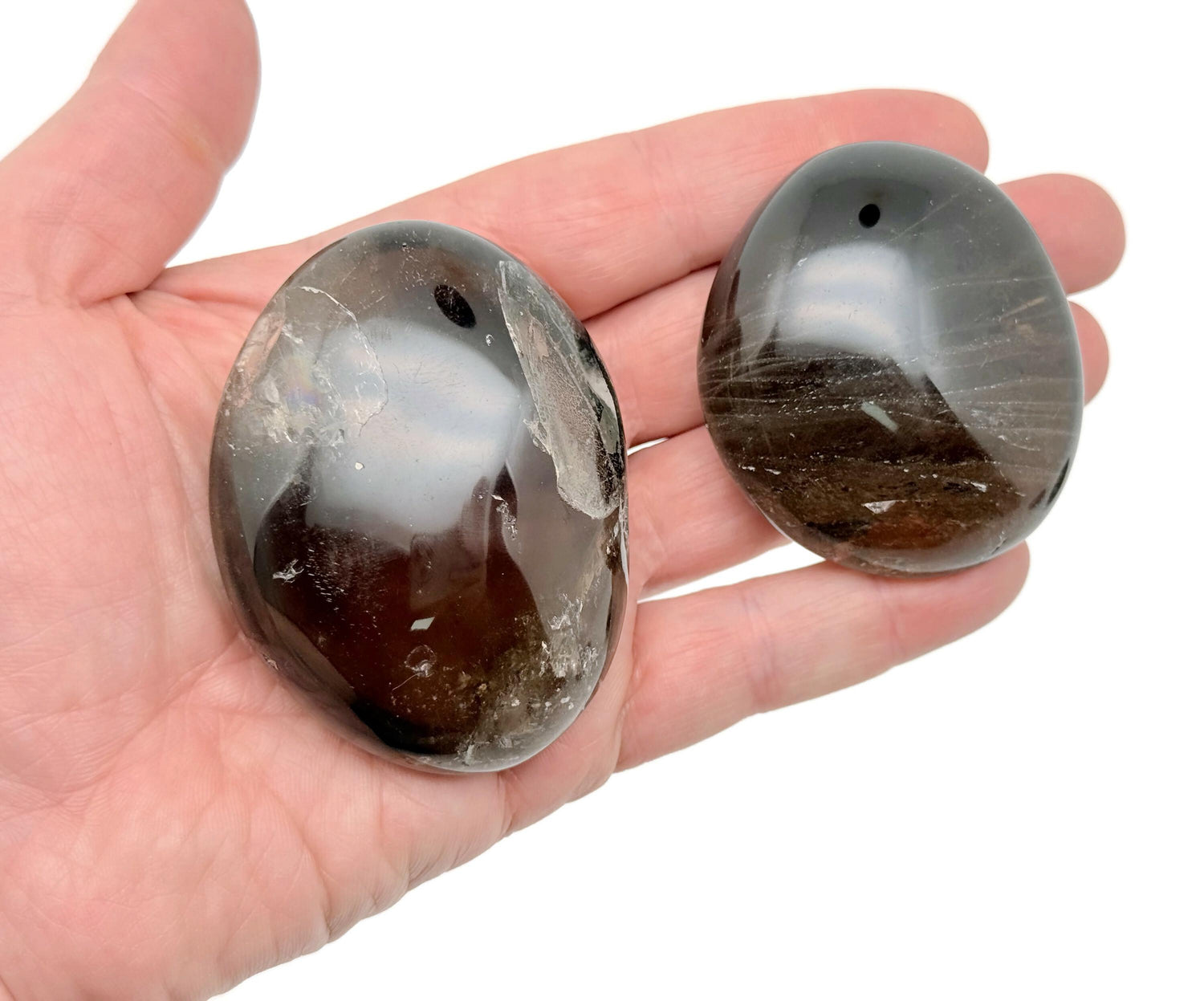 Smoky Quartz Palm Gemstone - Spa Stone - PA1055