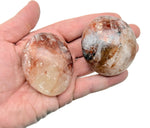 Red Hematoid Quartz Fire Quartz palm gemstone, spa stone, smooth polished red gemstone for healing and meditation.