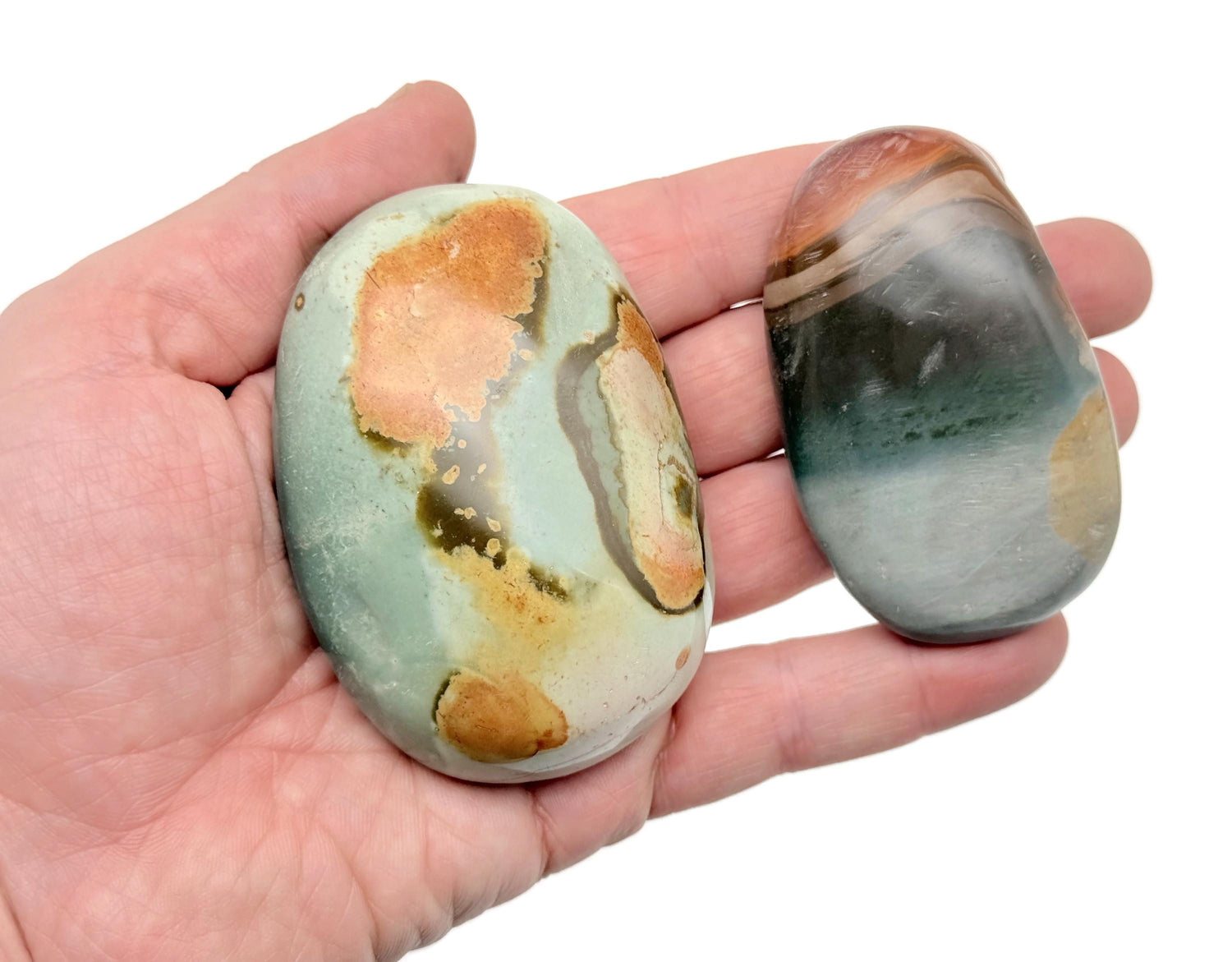 Pierre de palmier en jaspe océanique ?€? Pierre précieuse de spa ?€? Pierre précieuse naturelle ?€? Pierre relaxante - Pierre anti-stress - Pierre précieuse énergétique - PA1062