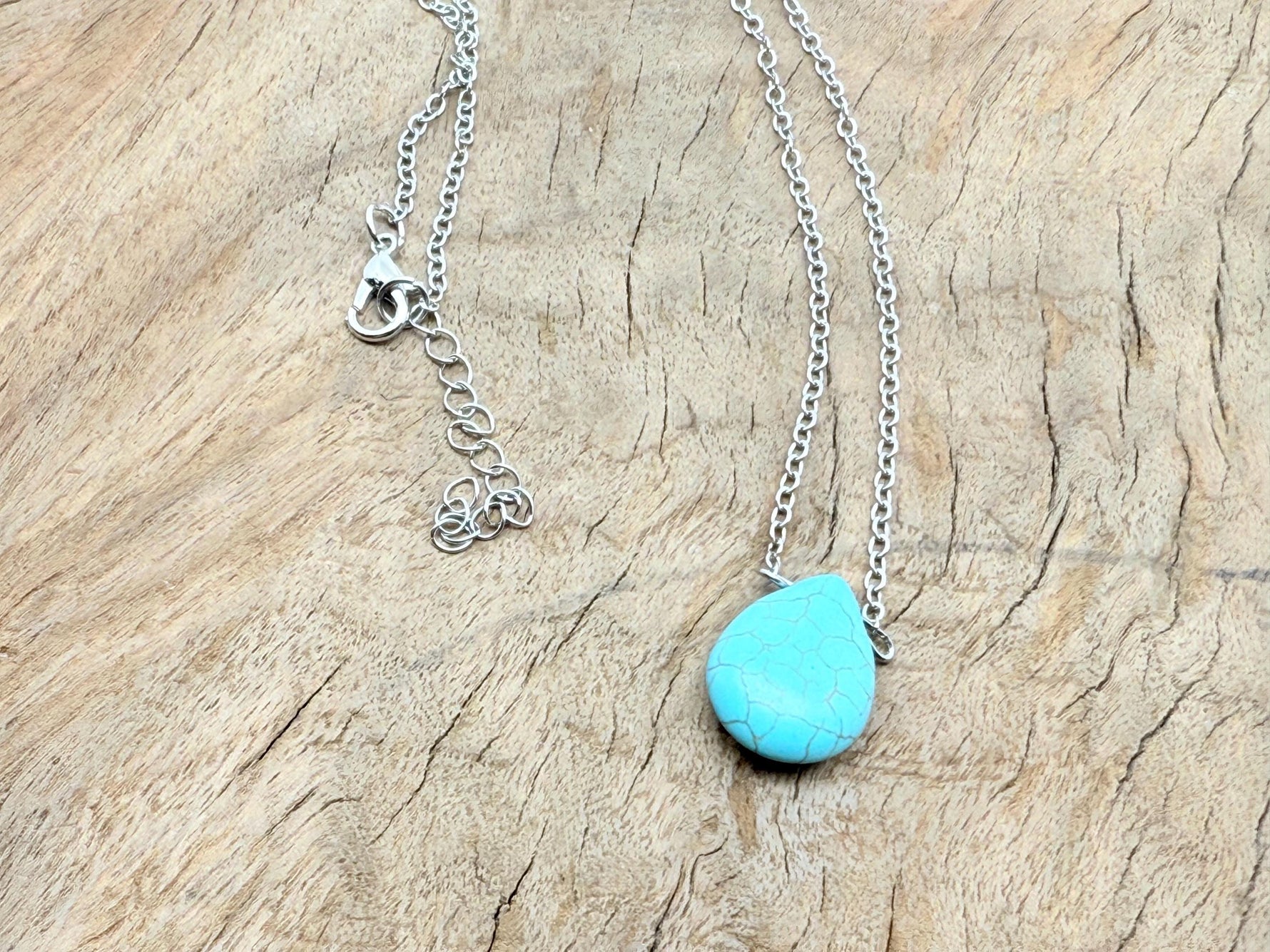 Turquoise synthetic necklace from GemstoneGO featuring a beaded design, symbolizing protection and balance.