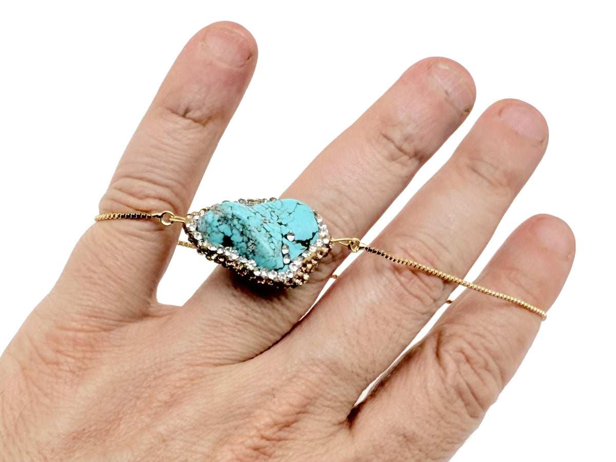 Turquoise jewelry set with crystal accents, featuring matching necklace and earrings from GemstoneGO.