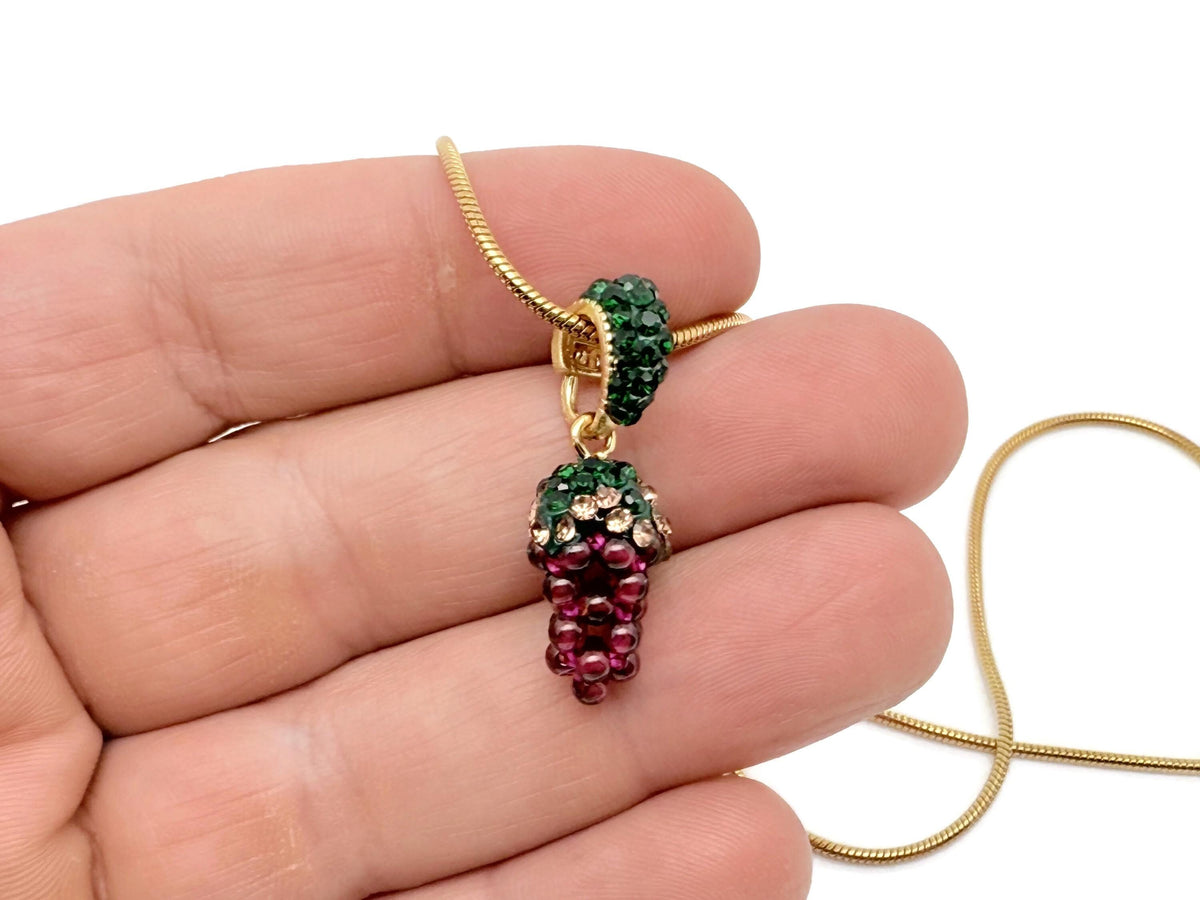 Garnet Grape jewelry set with matching necklace and earrings, featuring sparkling crystal accents by GemstoneGO.