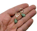 Gold plated gemstone drop hoop earrings featuring minimalist design and mixed natural gemstones from GemstoneGO.