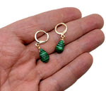 Gold-plated gemstone drop hoop earrings featuring natural gemstones in a minimalist design by GemstoneGO.