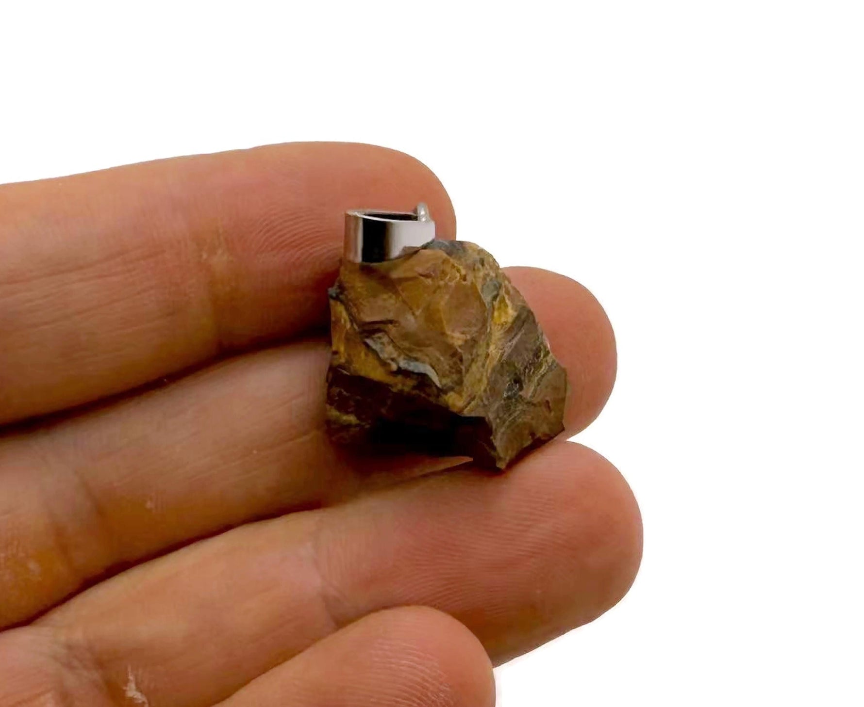Tiger Eye crystal pendant from GemstoneGO, showcasing a polished teardrop-shaped gemstone for jewelry making.