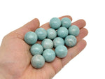 20mm Amazonite sphere gemstone, natural crystal ball, from GemstoneGO, showcasing its vibrant blue-green color and smooth polished surface.