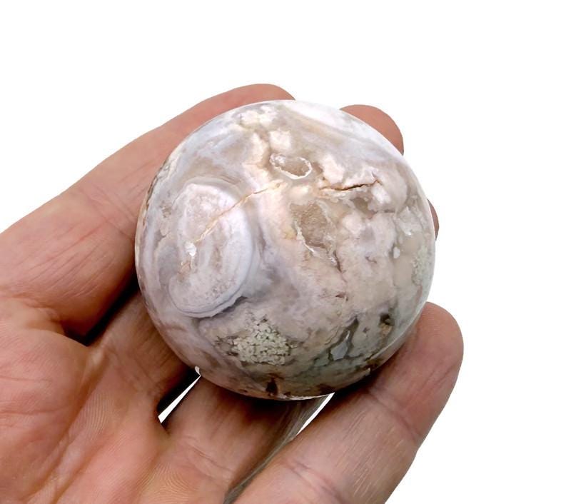 Sphère d'agate fleurie A++ ?€? Boule de cristal - Pierres de guérison ?€? Décoration en cristal ?€? 50-60 mm - RA1440