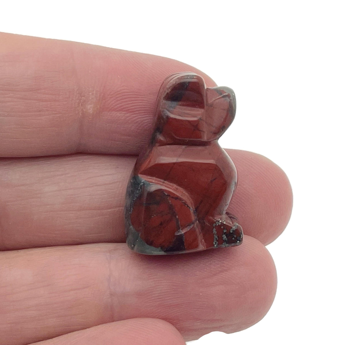Hand-carved 30mm Crystal Dog Animal Figure by GemstoneGO, featuring a colorful mixed gemstone design.
