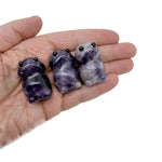 Handcrafted amethyst frog monster crystal carving from GemstoneGO, showcasing a detailed gemstone creature statue with vibrant purple hues.