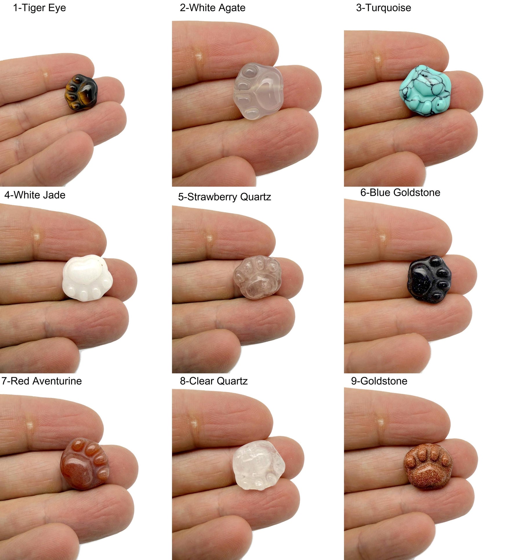 Crystal cat paw drilled beads by GemstoneGO, 15mm mix of faceted gemstone beads with cat paw shape for jewelry making.