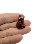 Handmade 30mm carved crystal wolf animal figure by GemstoneGO, featuring a detailed, natural gemstone design.