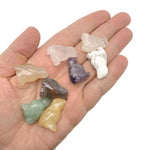 Handmade carved crystal bird animal figure by GemstoneGO, 30mm, with colorful mixed gemstone details.