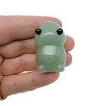 Handcrafted aventurine frog monster crystal carving, detailed gemstone creature statue with vibrant green hues from GemstoneGO