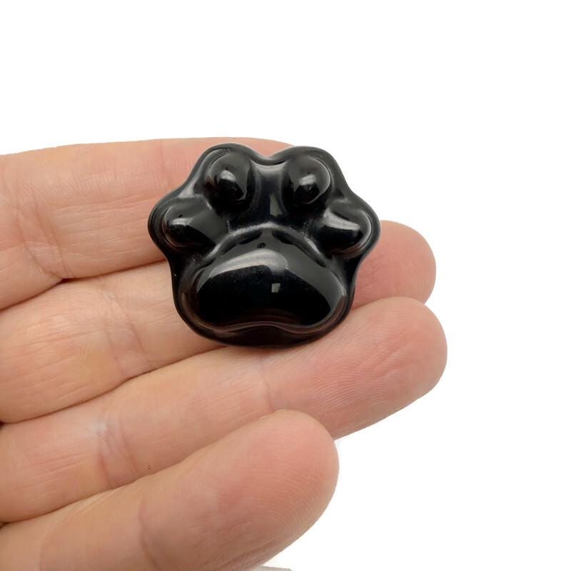 Obsidian Bear Paw Crystal Carving - 30mm - HA1253