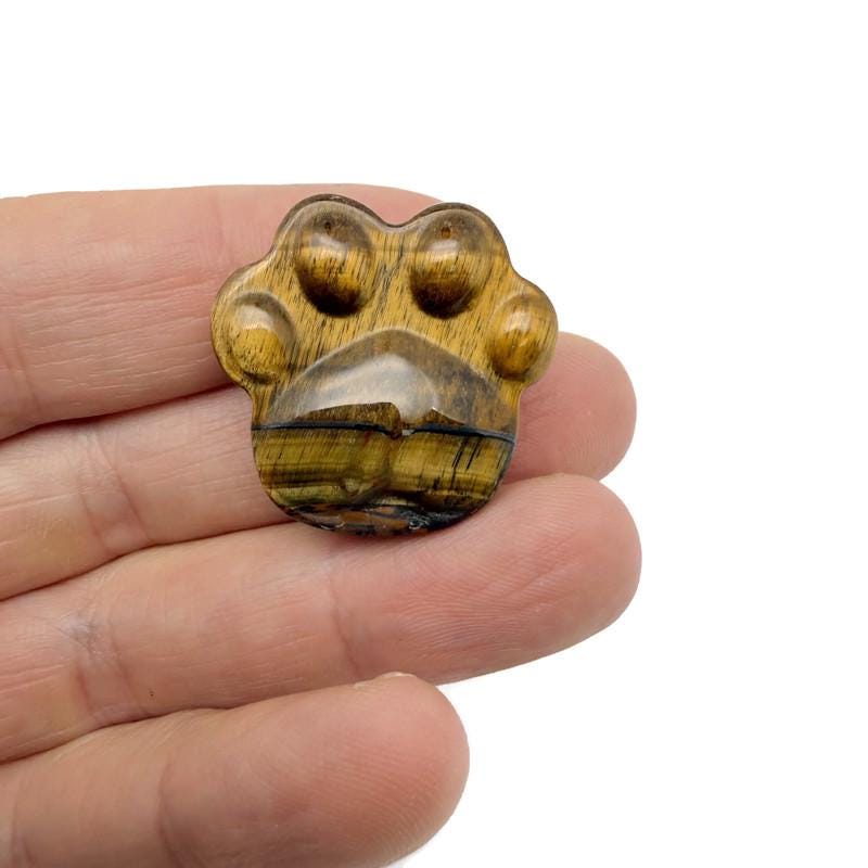 Tiger Eye Bear Paw Crystal Carving - 30mm - HA1256