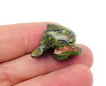 Handmade carved crystal dolphin animal figure, 30mm, in various colors, by GemstoneGO, showcasing detailed craftsmanship and vibrant gemstones.