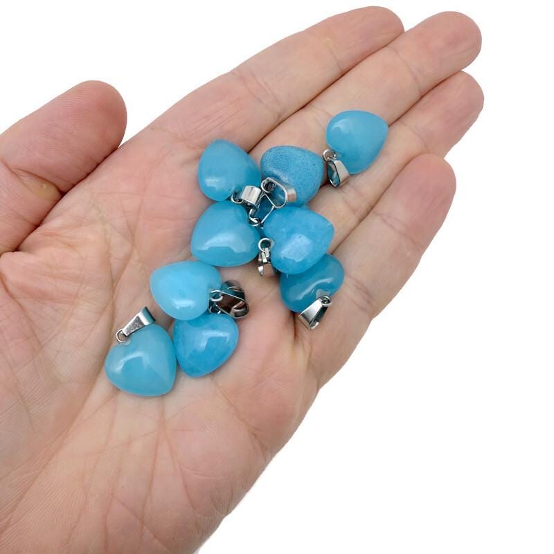 Blue jasper heart-shaped pendant with mini crystal accent, showcasing gemstone jewelry from GemstoneGO.