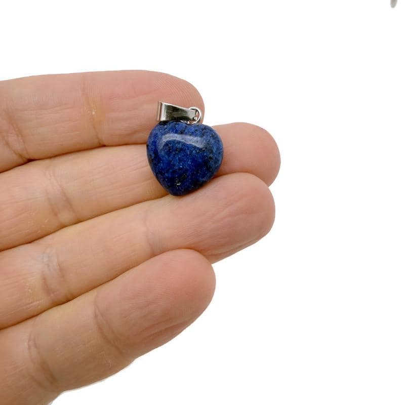 Lapis Lazuli heart-shaped pendant with a mini crystal accent from GemstoneGO, showcasing the detailed gemstone craftsmanship.