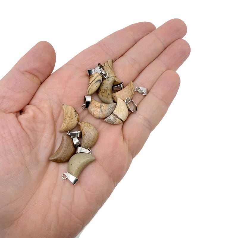 Picture Jasper Moon Pendant - Moon Earring Crystal - Crystals Healing - Jewelry Making Supplies - MNC1026