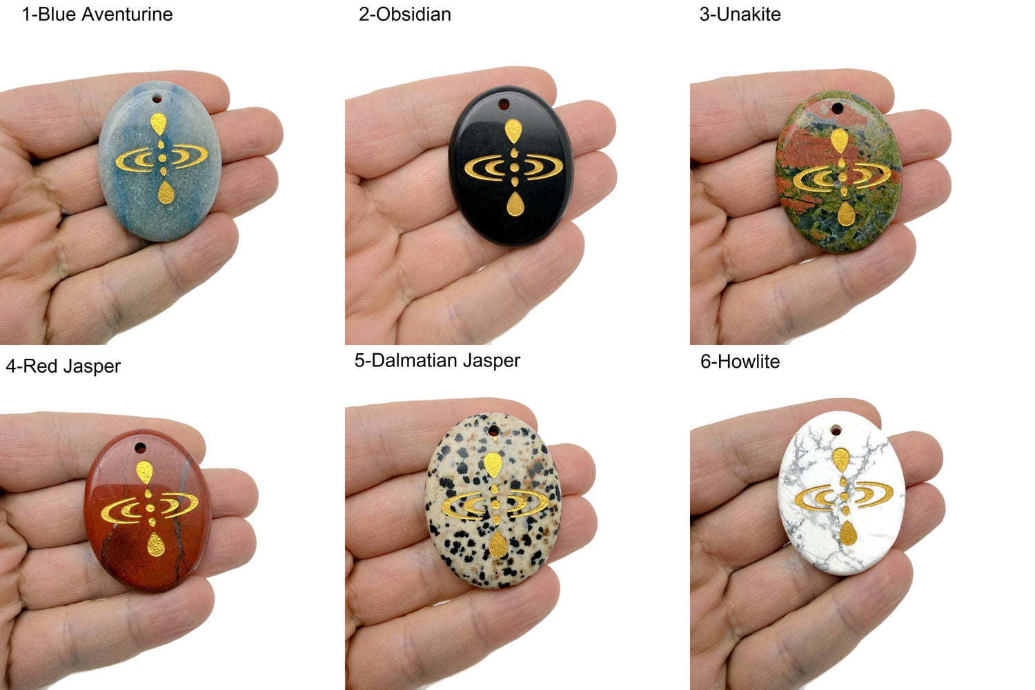 Cosmic Energy Symbol Engraved Crystal - Drilled Universe Alignment Crystal Amulet