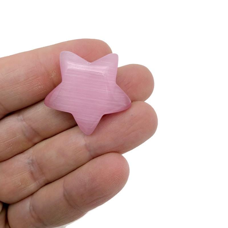 Pink Cats Eye Star Gemstone - 30mm - ST1073