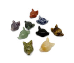 Handmade carved crystal fox head animal figure in various colors, 30mm size, from GemstoneGO.