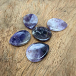 Amethyst worry stone from GemstoneGO, 45mm soothing crystal with polished surface and natural purple gemstone appearance.