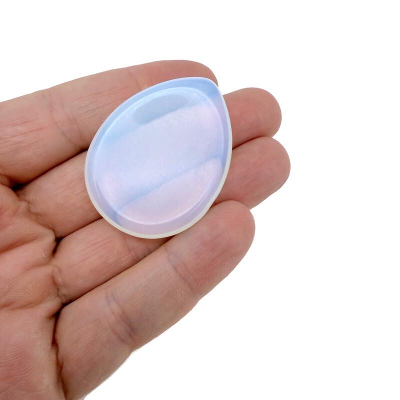 Opalite worry stone from GemstoneGO, 45mm soothing crystal with smooth, polished surface for calming and stress relief.