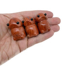 Red Jasper frog monster crystal carving by GemstoneGO, handcrafted gemstone creature statue with detailed features.